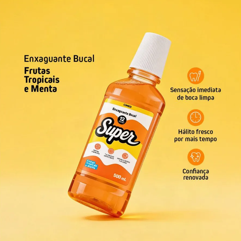 Enxaguante Bucal Cimed Super 12h Frutas Tropicais 500ml