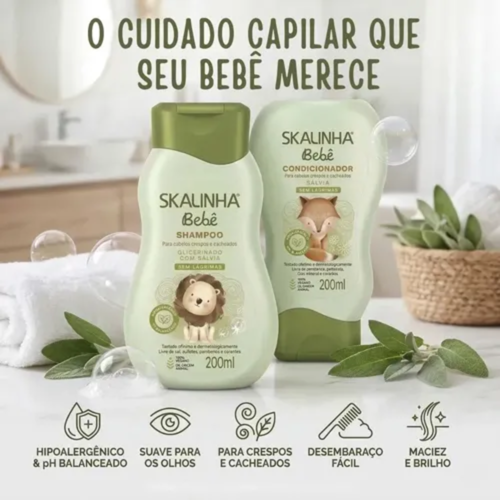 Kit Skalinha Bebê Shampoo + Condicionador Sálvia 2x200ml