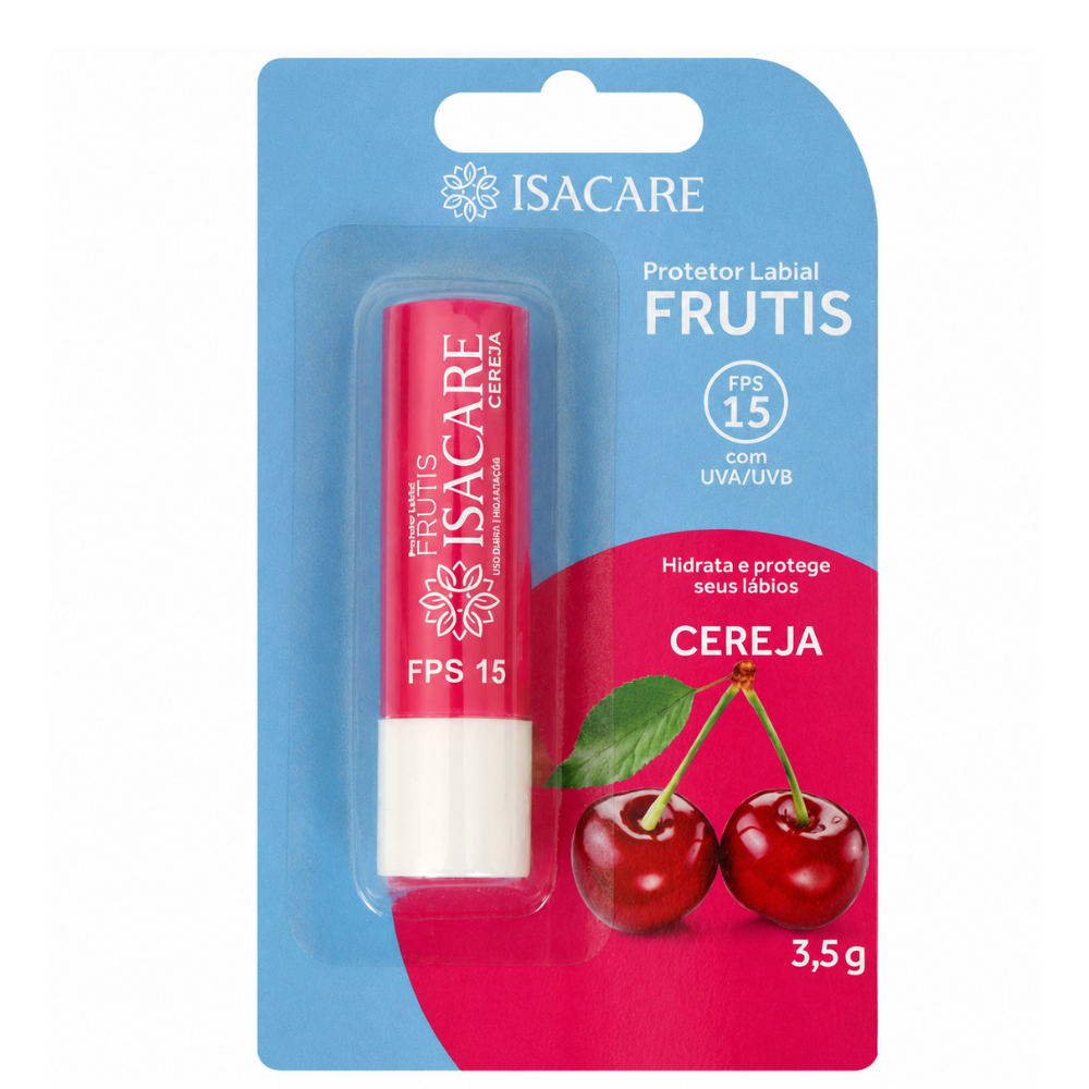 Protetor Labial Isacare FPS 15 Cereja com Cor Frutis 3,5g