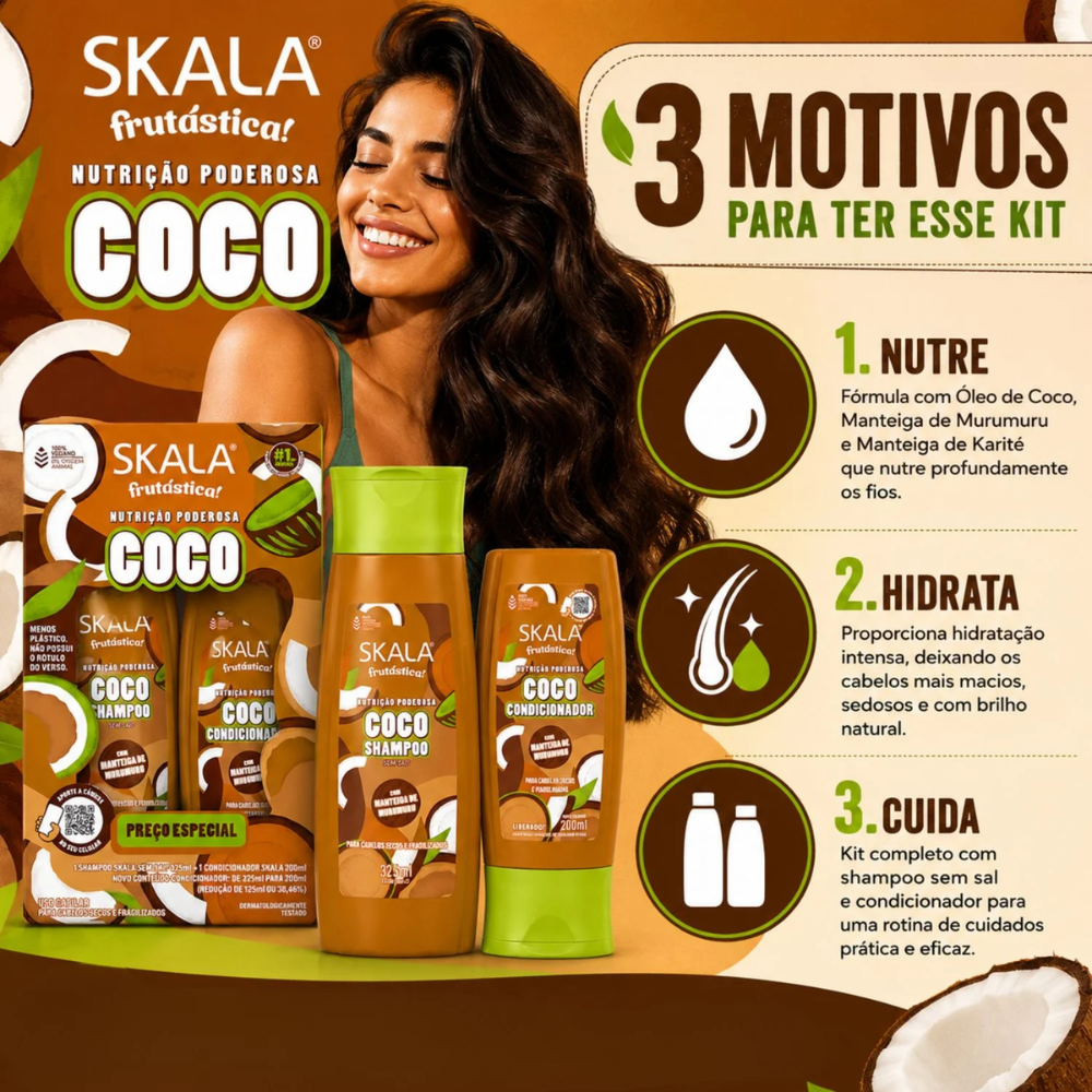 Kit Skala Shampoo 325ml + Condicionador 200ml Coco