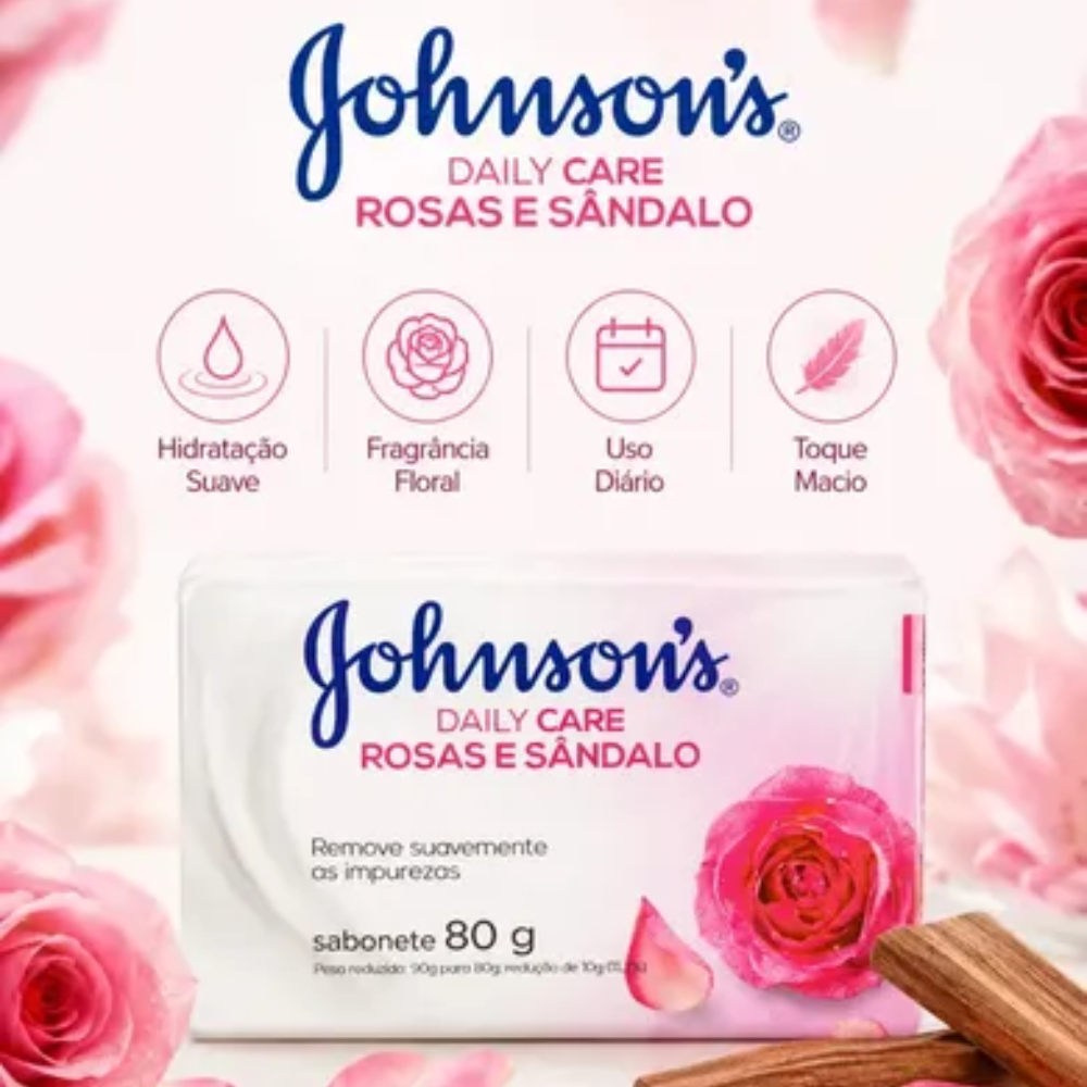 Sabonete Johnson's Daily Care Rosas e Sândalo 80 g