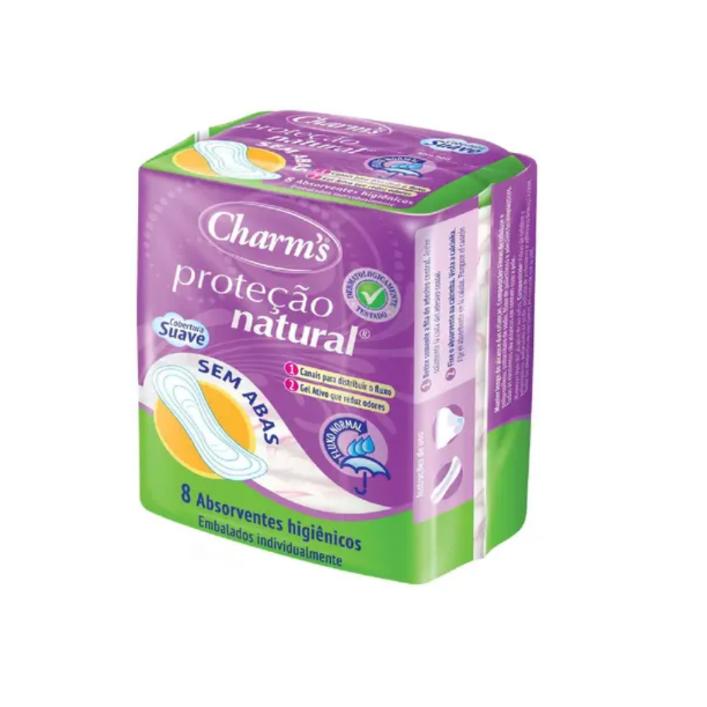 Absorvente Charm’s Proteção Natural Fluxo Normal sem Abas 8 Unidades