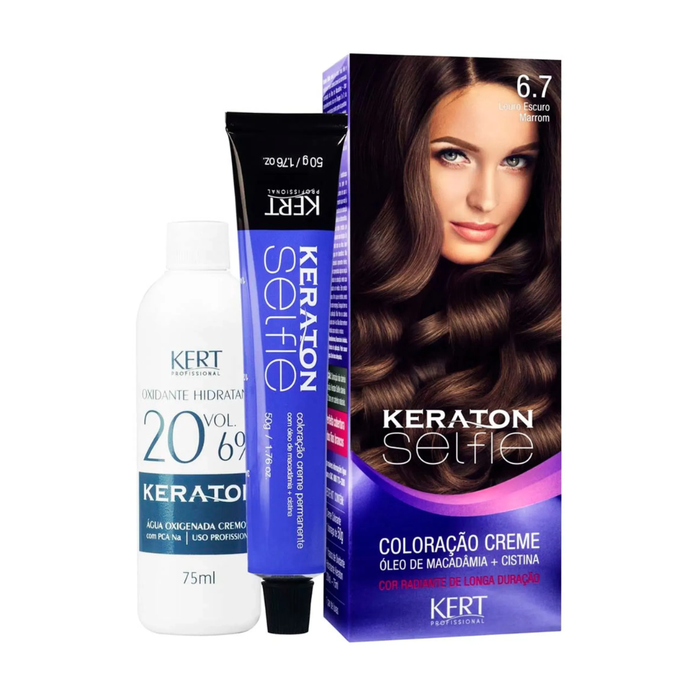 Coloração Keraton Selfie 6.7 Louro Escuro Marrom