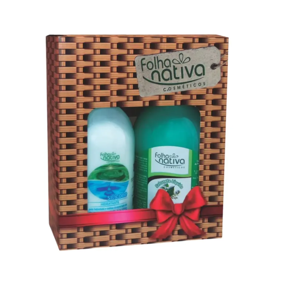 Kit Folha Nativa Loção Hidratante Silicone 480ml + Sabonete Líquido Herbal 500ml