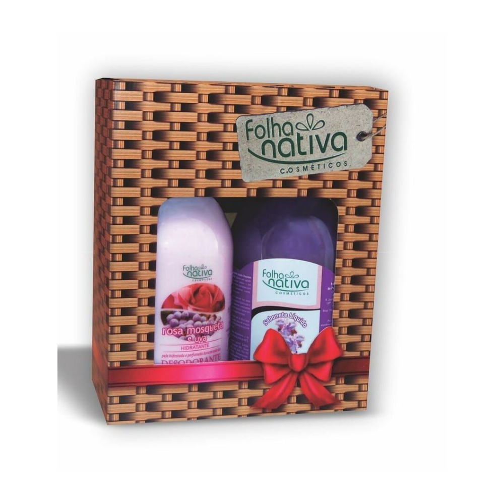 Kit Folha Nativa Loção Hidratante Rosa Mosqueta 480ml + Sabonete Líquido Orquídea 500ml