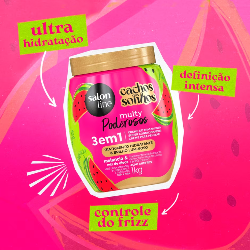 Creme Condicionador Salon Line Cachos dos Sonhos Melancia 3 em 1 Multy Poderosos 1kg