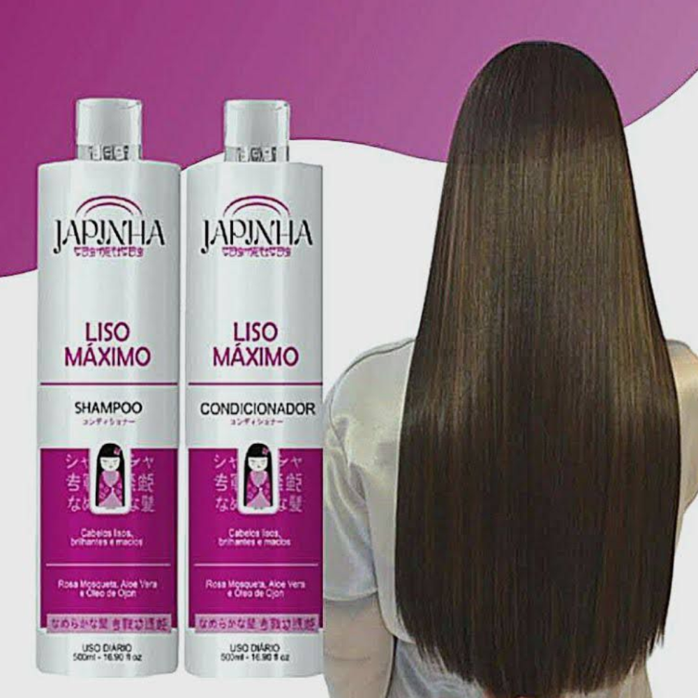 Kit Japinnha Shampoo + Condicionador 500ml Liso Máximo
