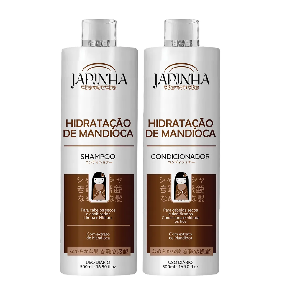 Kit Japinnha Shampoo + Condicionador 500ml Mandioca