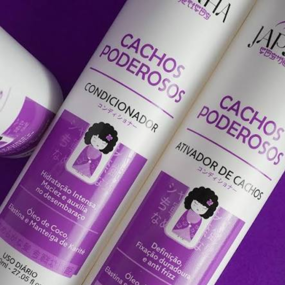 Kit Japinnha Shampoo + Condicionador 500ml Cachos Poderosos