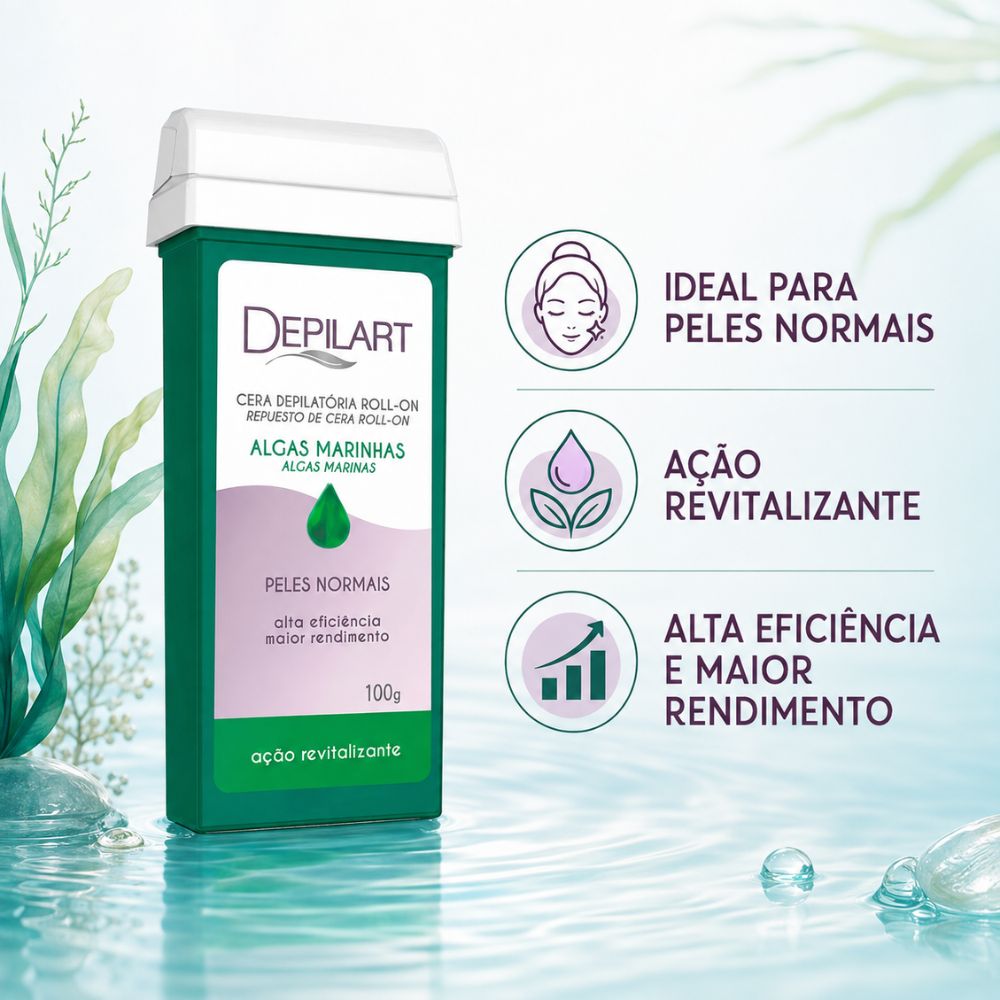 Cera Depilatória Depilart Refil Roll-on Algas Marinhas 100g