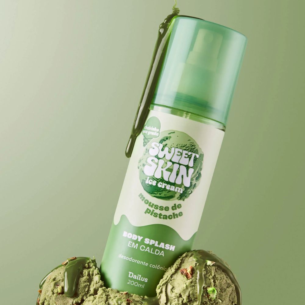 Kit Trio Mousse de Pistache Sweet Skin Ice Cream – Sabonete Esfoliante + Gelato Hidratante + Body Splash