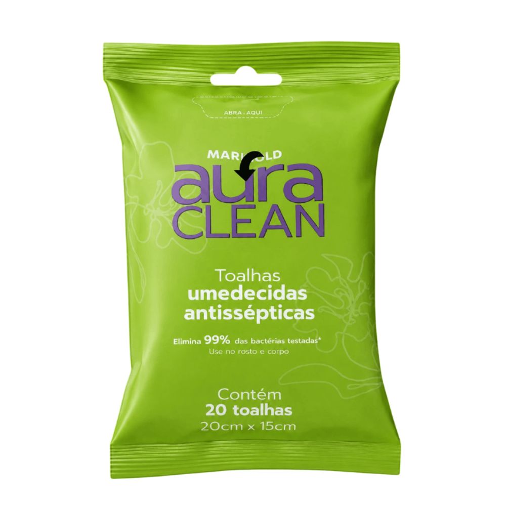 Toalhas Umedecidas Aura Clean Antisséptico 20un
