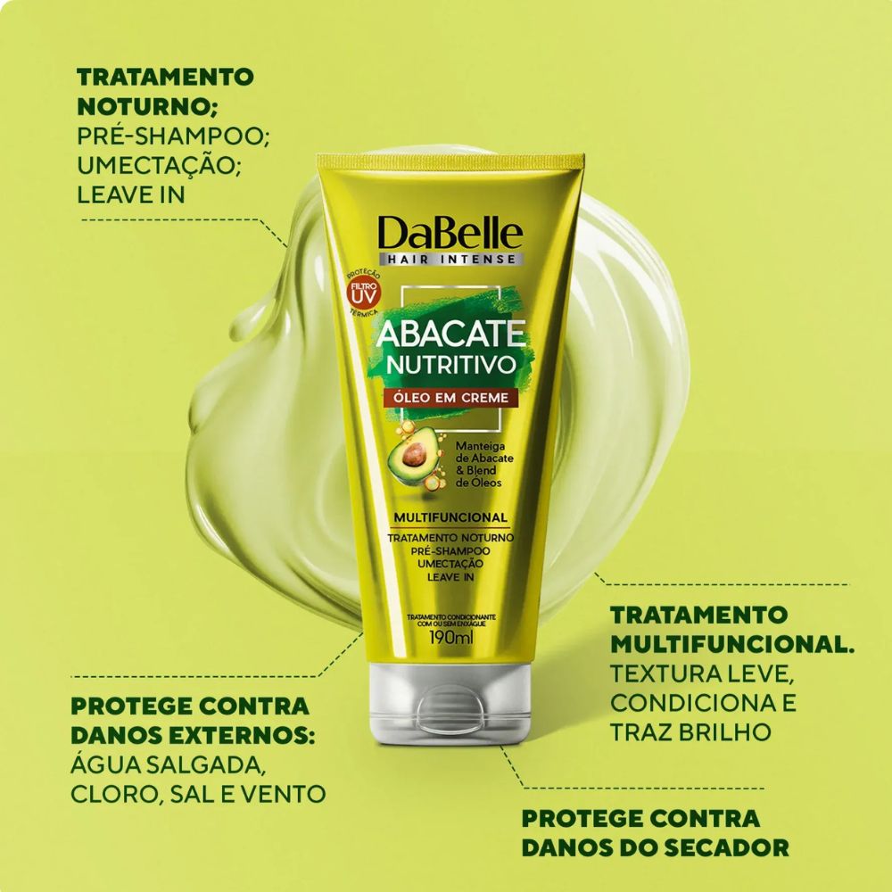 Óleo em Creme DaBelle Abacate Nutritivo 190 ml + Shampoo 100 ml (Grátis)