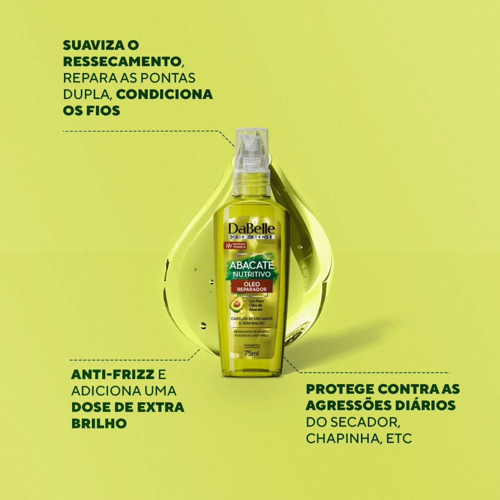 Óleo Capilar Reparador DaBelle Abacate Nutritivo 75 ml