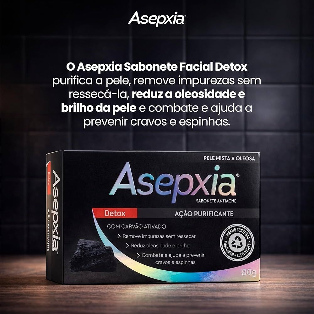 Sabonete Facial Asepxia Detox Ação Purificante 80g