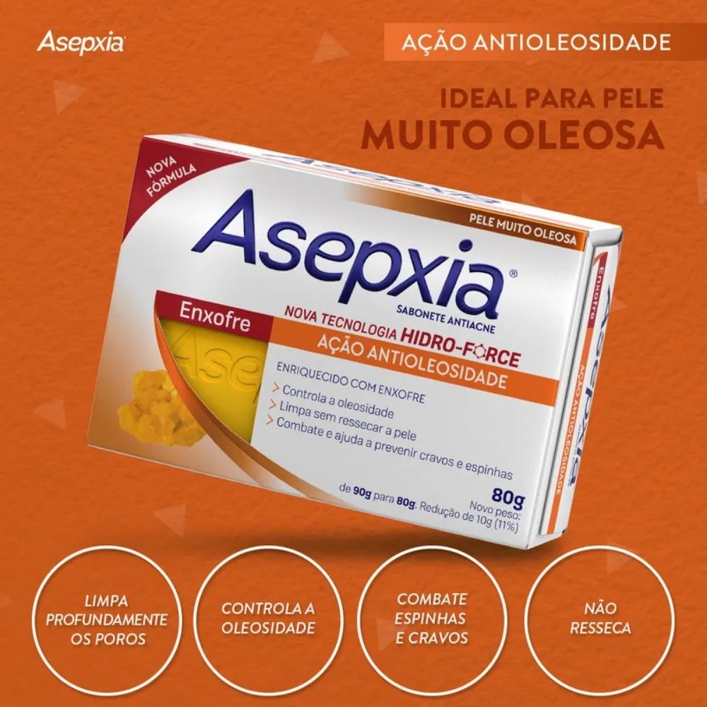 Sabonete Facial Asepxia Enxofre Ação Antioleosidade 80 g