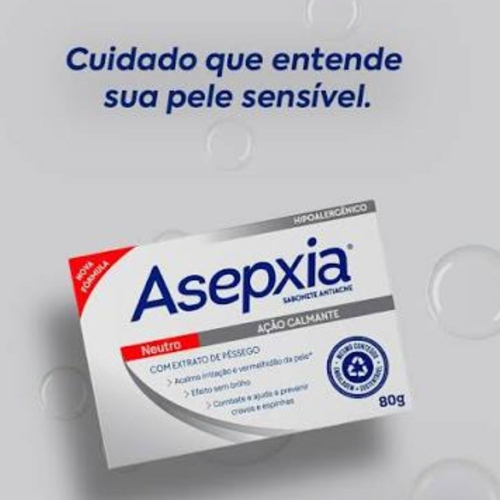 Sabonete Facial Asepxia Neutro Ação Calmante 80 g
