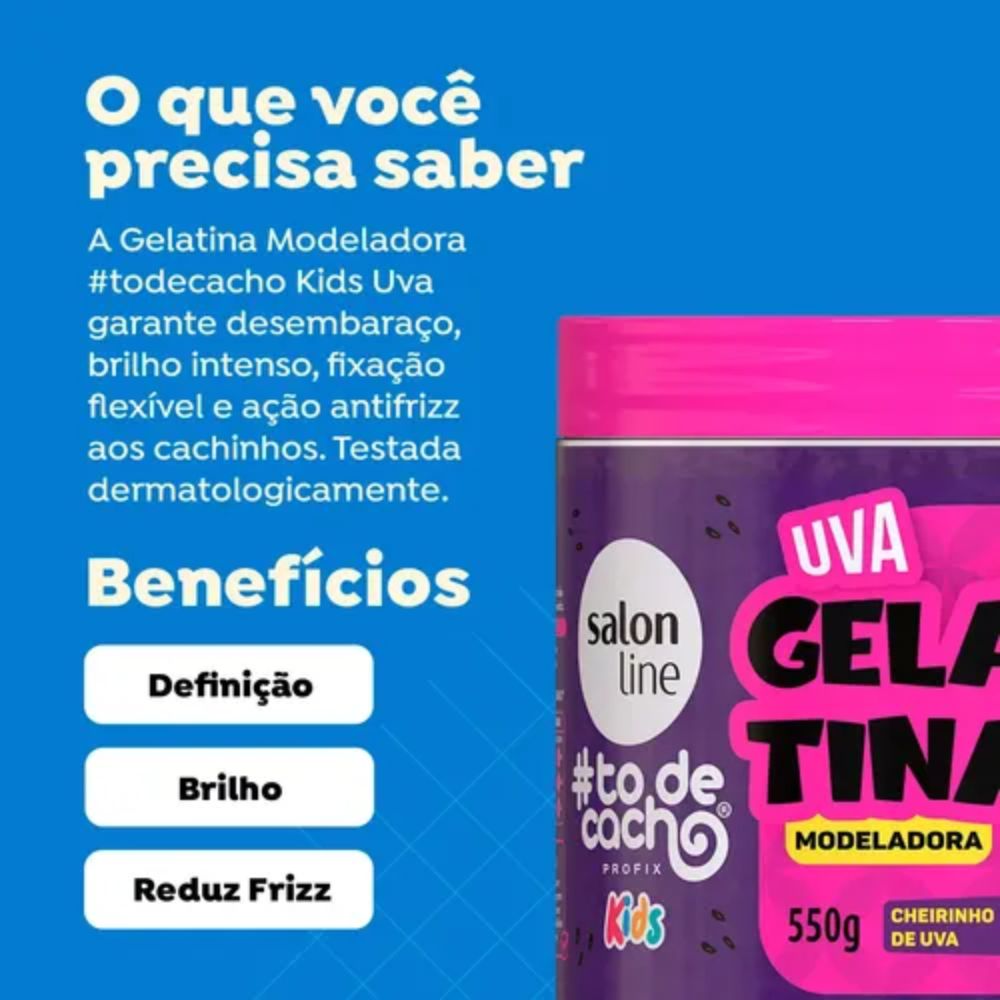 Gelatina Salon Line #ToDeCacho Kids Modeladora Uva 550g