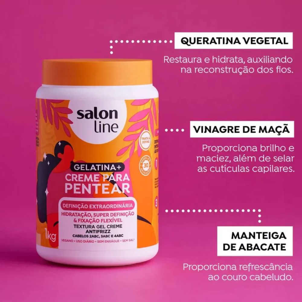 Creme para Pentear Salon Line Gelatina + Definição Extraordinária 1kg
