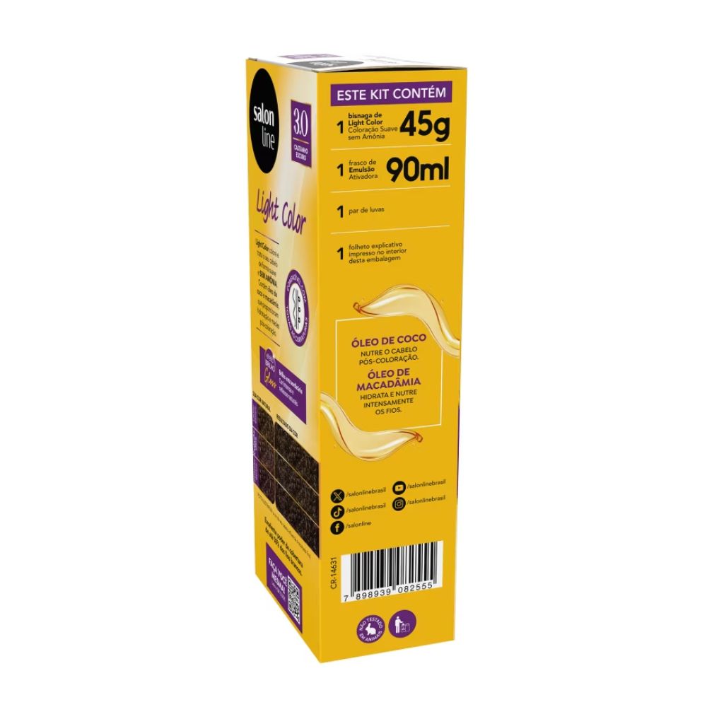 Tonalizante Salon Line Light Color para Cabelos Normais Castanho Escuro 3.0