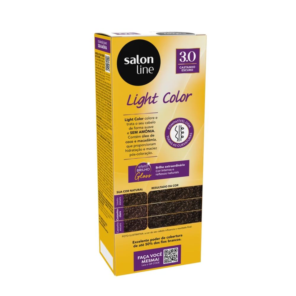 Tonalizante Salon Line Light Color para Cabelos Normais Castanho Escuro 3.0