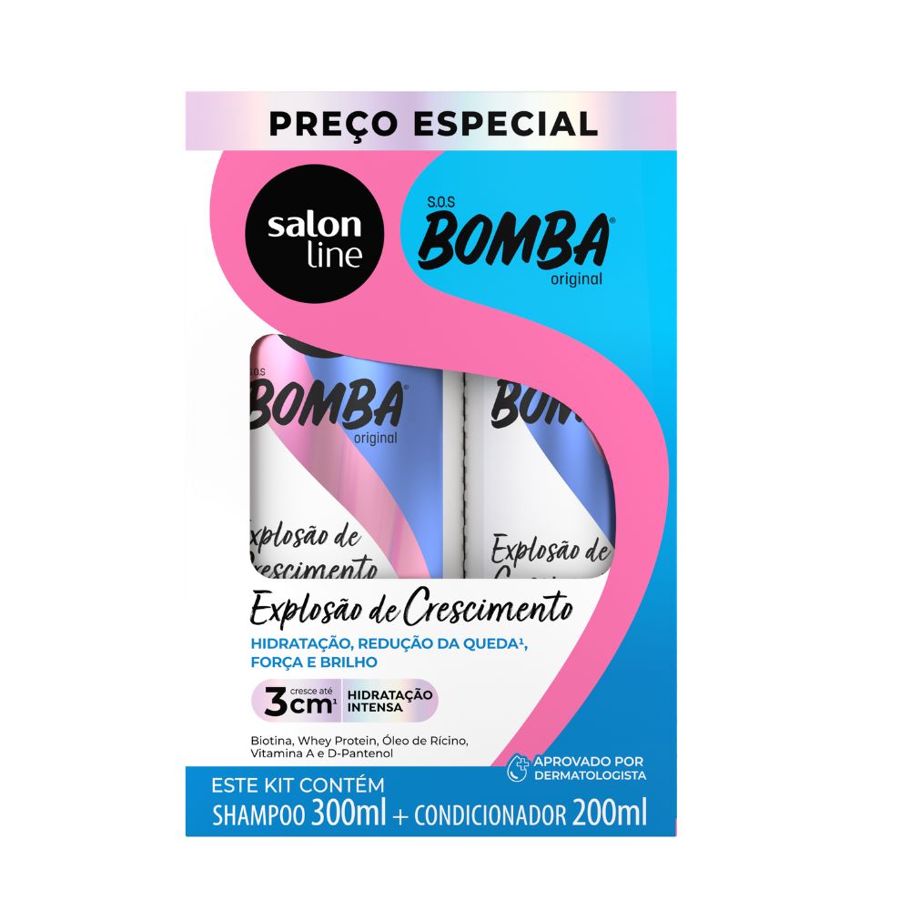 Kit Salon Line Bomba Shampoo 300ml + Condicionador 200ml Crescimento Original