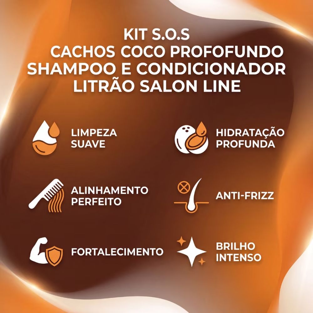 Kit Salon Line Shampoo + Condicionador S.O.S Cachos Coco 1L