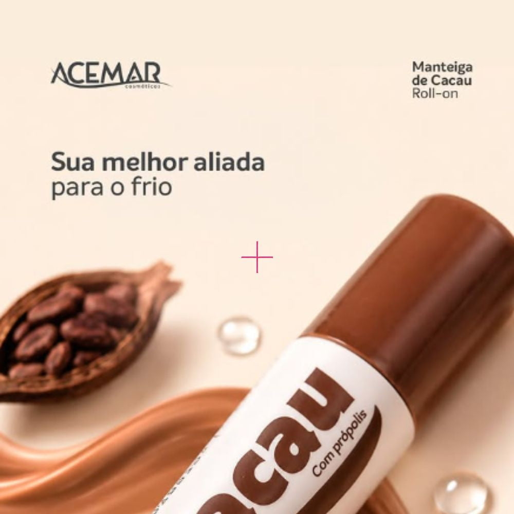 Manteiga de Cacau Acemar Roll-On Só Cacau com Própolis