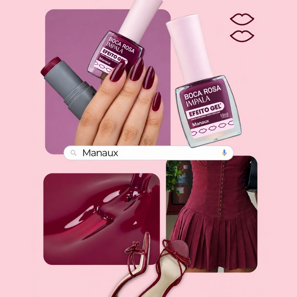 Esmalte Impala Efeito Gel Cremoso Boca Rosa Manaux 11ml