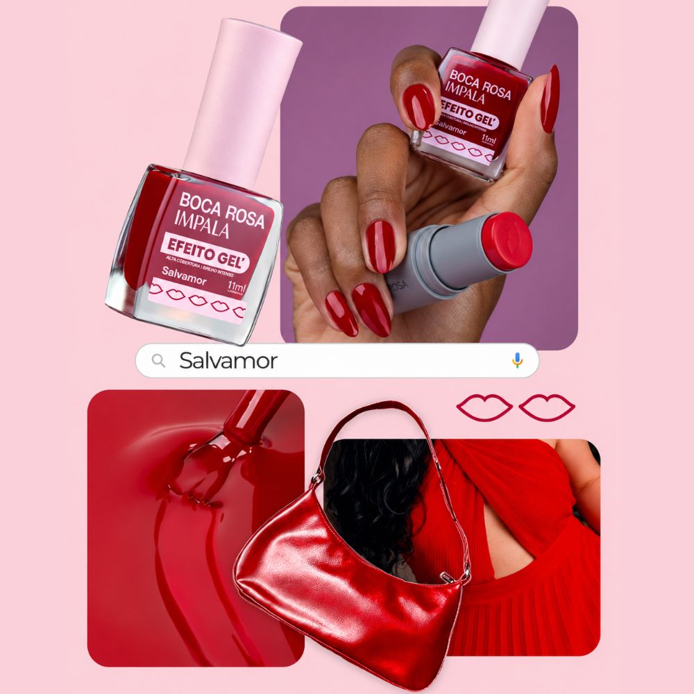 Esmalte Impala Efeito Gel Cremoso Boca Rosa Salvamor 11ml
