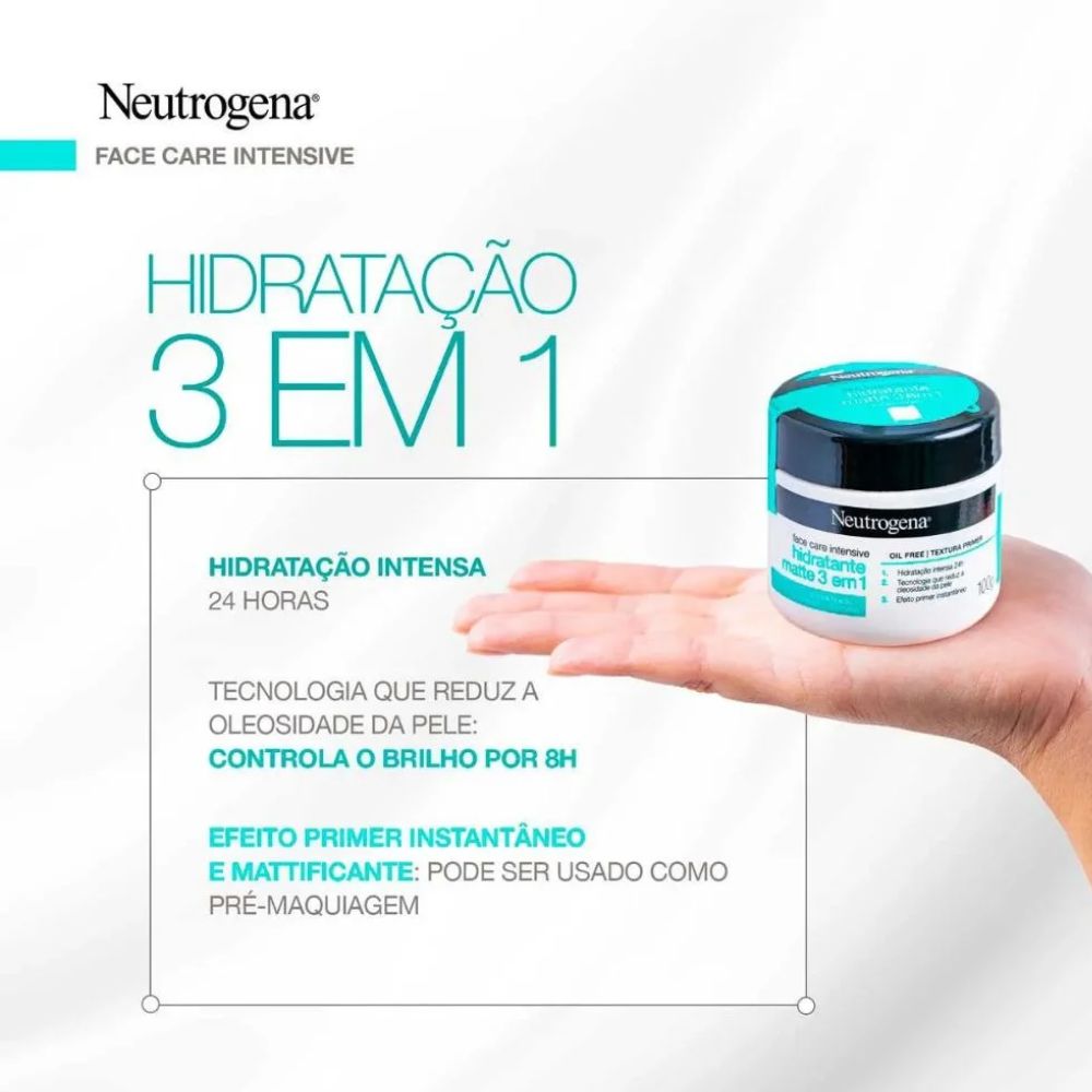 Creme Facial Neutrogena Face Care Intensive Hidratante Matte 3 em 1 com 100g