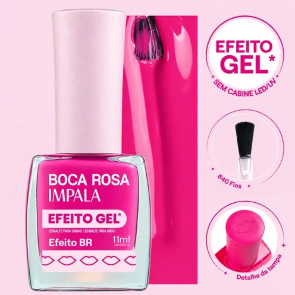 Esmalte Impala Efeito Gel Cremoso Boca Rosa Efeito BR 11ml