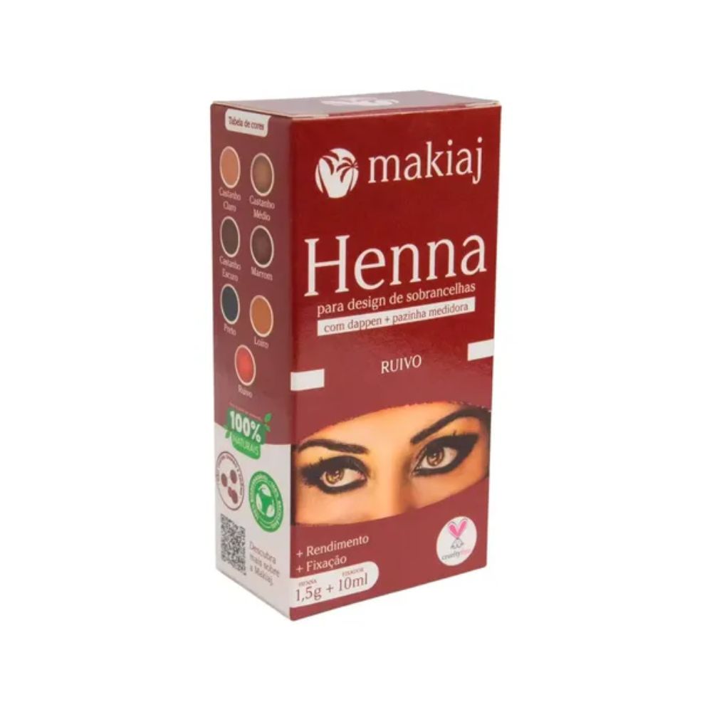 Kit Makiaj Henna 1,5g + Fixador 10ml Ruivo