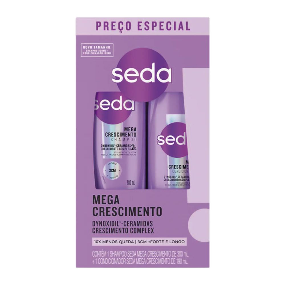 Kit Seda Shampoo 300ml + Condicionador 190ml Mega Crescimento