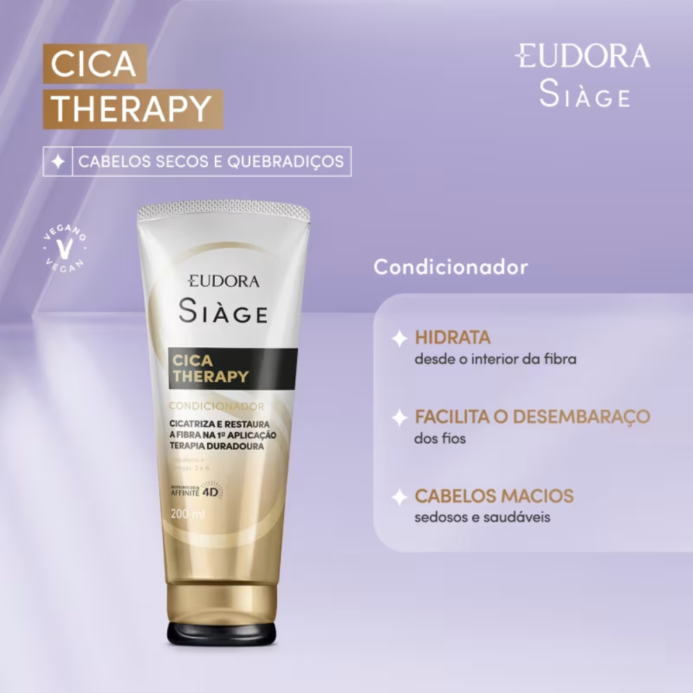 Kit Eudora Siàge Cica-Therapy Shampoo + Condicionador + Máscara Capilar