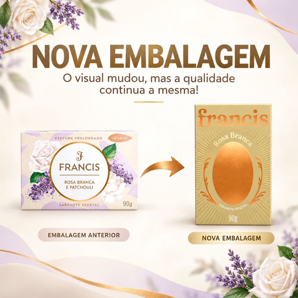 Sabonete em Barra Francis Clássico Rosa Branca 90g