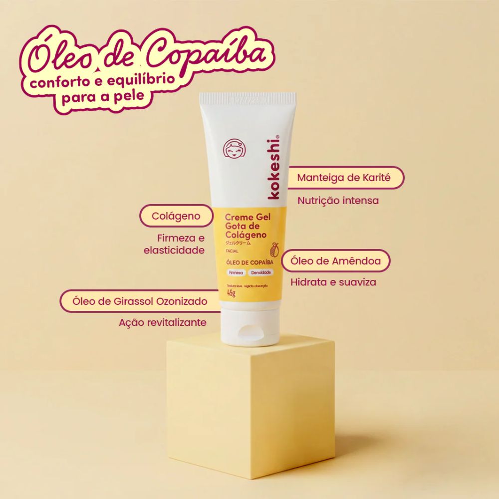 Creme Facial em Gel Kokeshi Gota de Colágeno 45g