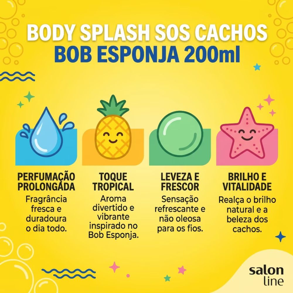 Body Splash Salon Line SOS Cachos Bob Esponja 200ml