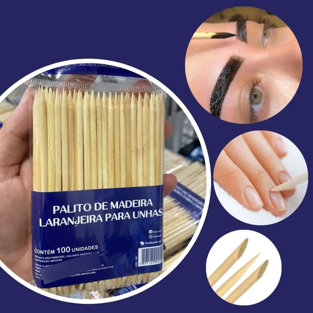 Palito Santa Clara para Unhas Laranjeira com 100 Unidades