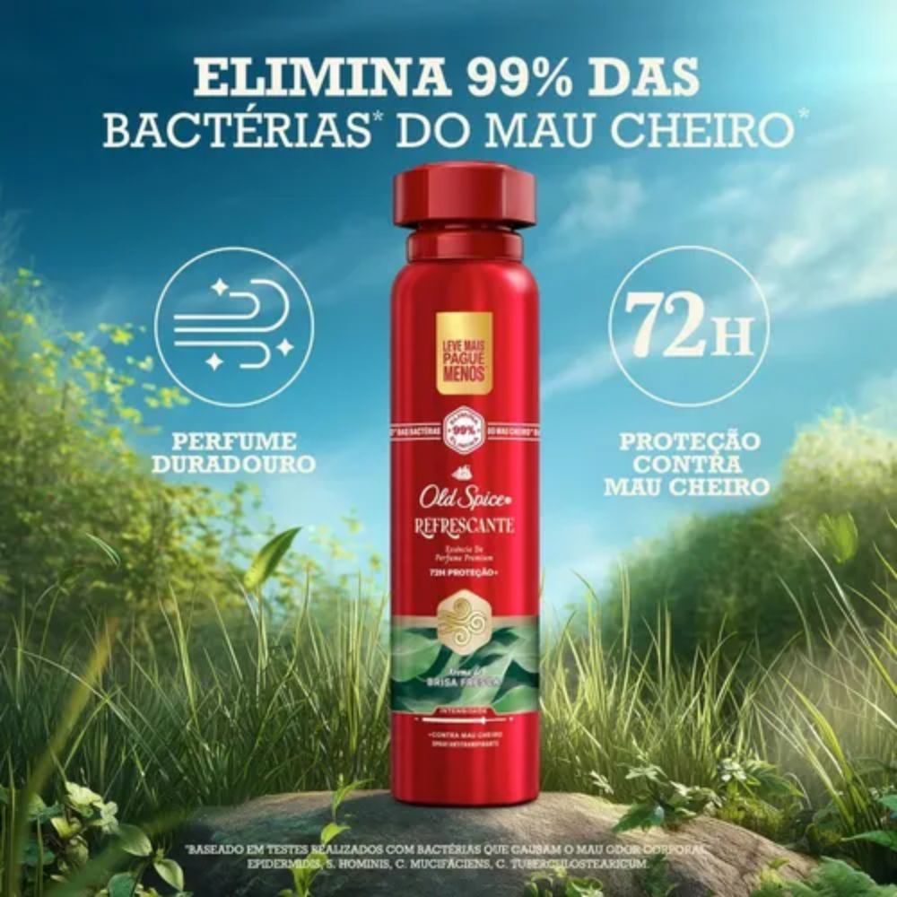 Desodorante Antitranspirante Aerosol Old Spice Refrescante Spray Masculino 72h 150ml