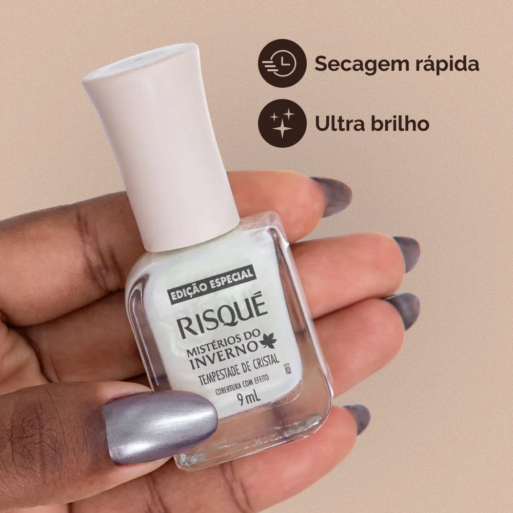 Esmalte Risqué Mistérios do Inverno Tempestade de Cristal Cobertura com Efeito 9ml