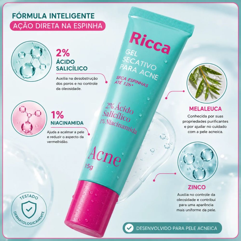 Gel Secativo Para Acne Ricca  15g