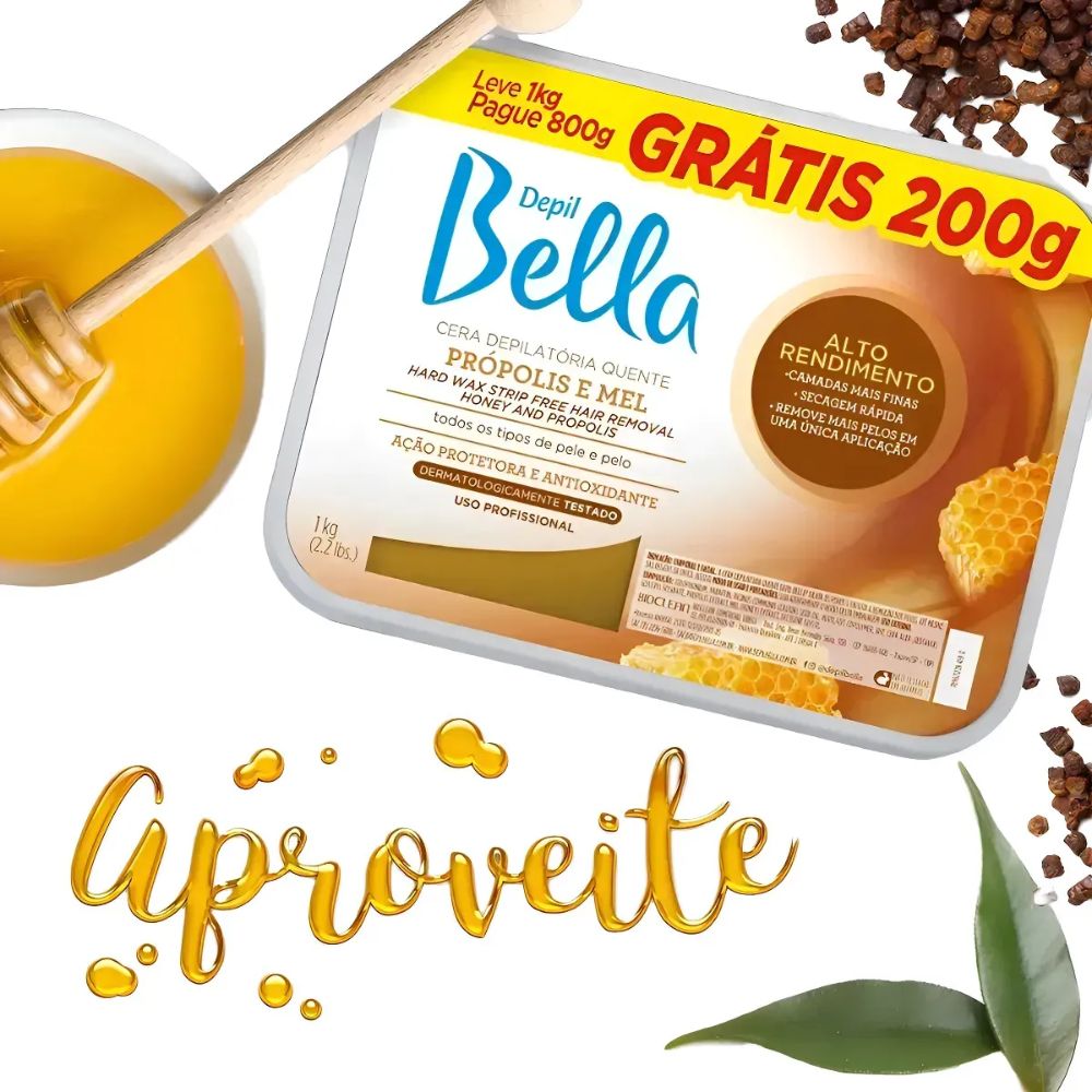 Cera Depilatória Depil Bella Quente Própolis e Mel 800g