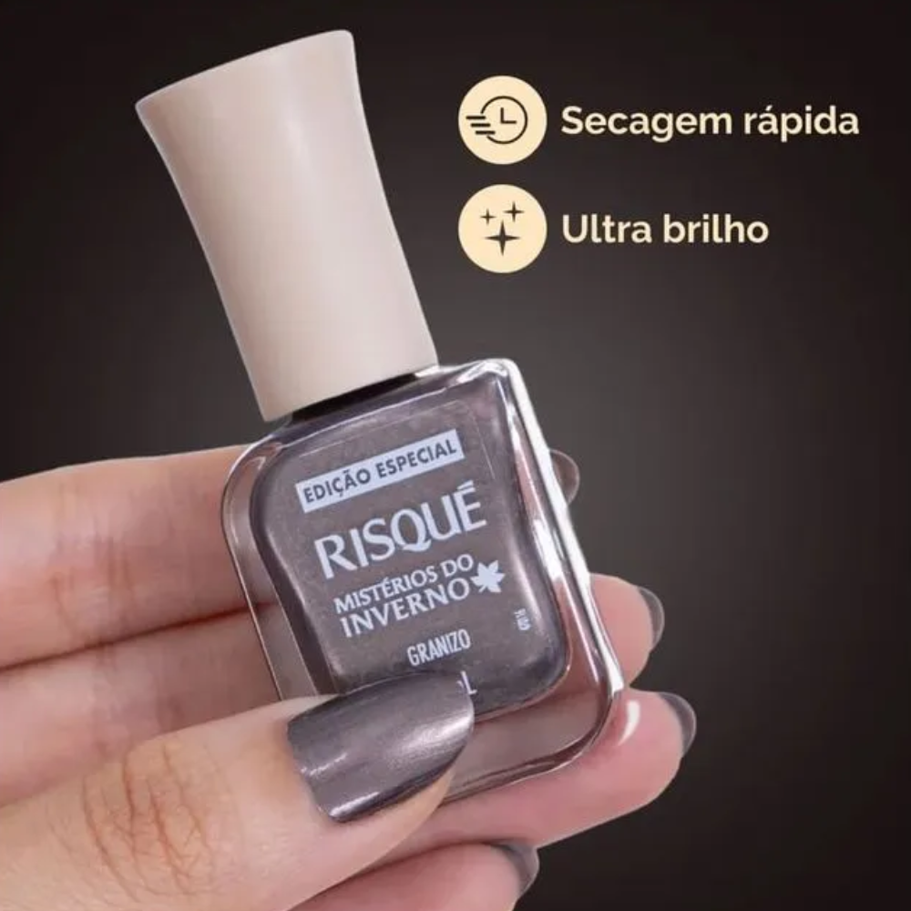 Esmalte Risqué Mistérios do Inverno Granizo Metálico 9ml