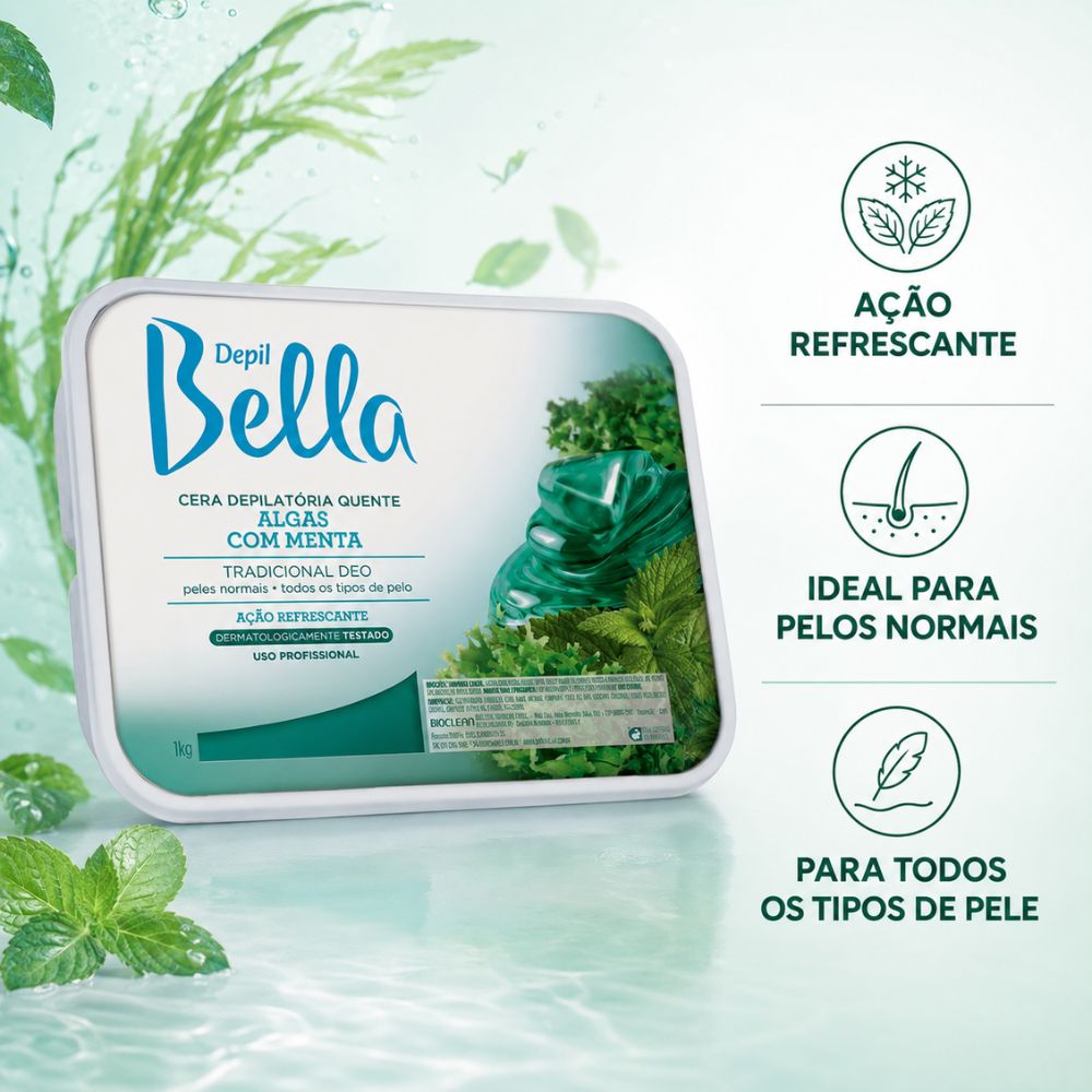 Cera Depilatória Depil Bella Quente Algas com Menta 1kg