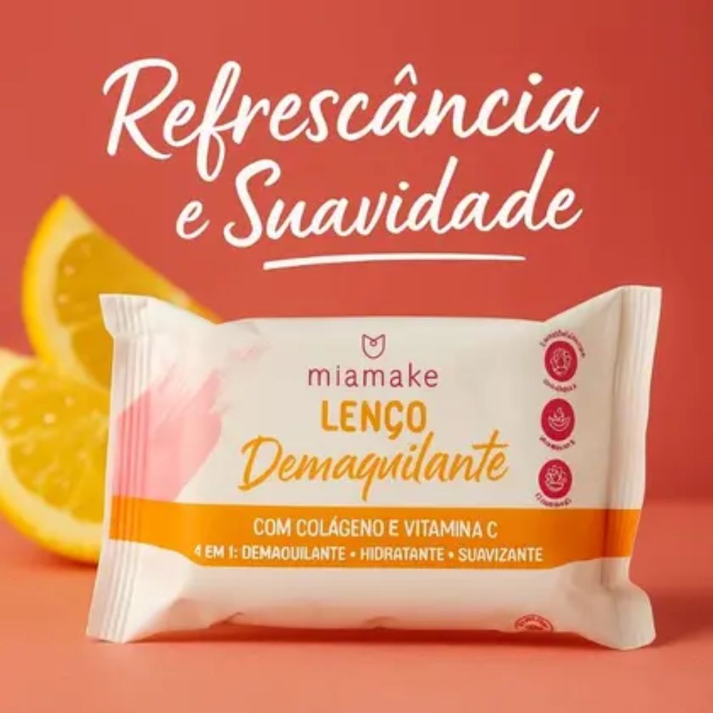 Lenço Demaquilante Pocket Mia Make Colageno + Vitamina C 4 em 1