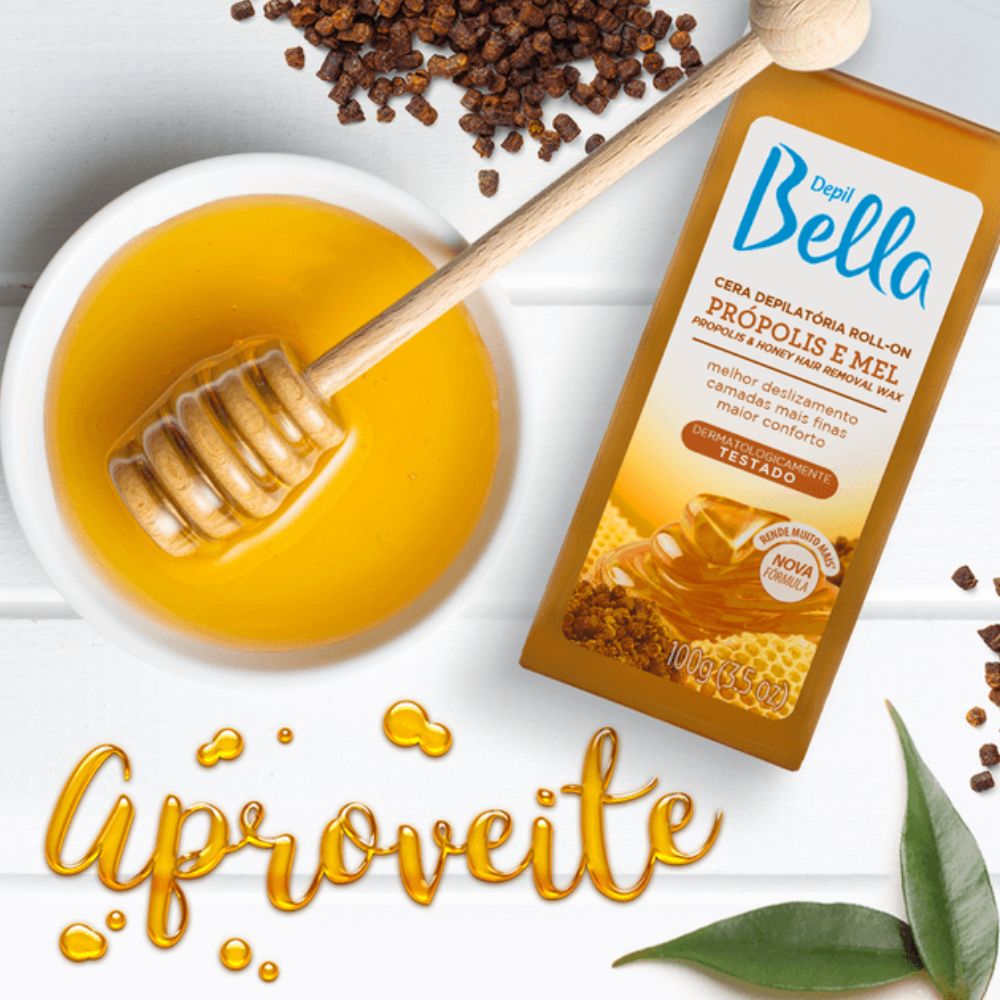 Cera Depilatória Depil Bella Roll-on Mel e Própolis 100g