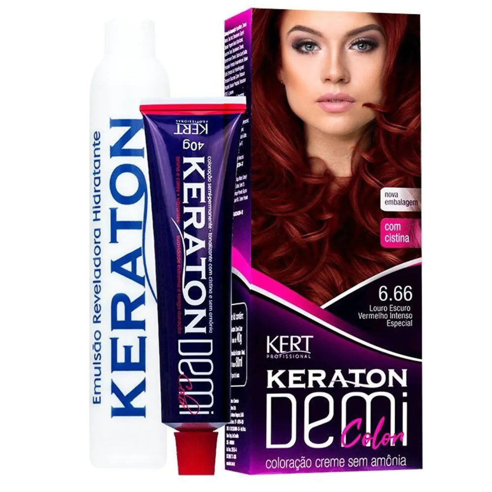 Tonalizante Keraton Demi Color 6.66 Louro Escuro Vermelho Intenso Especial