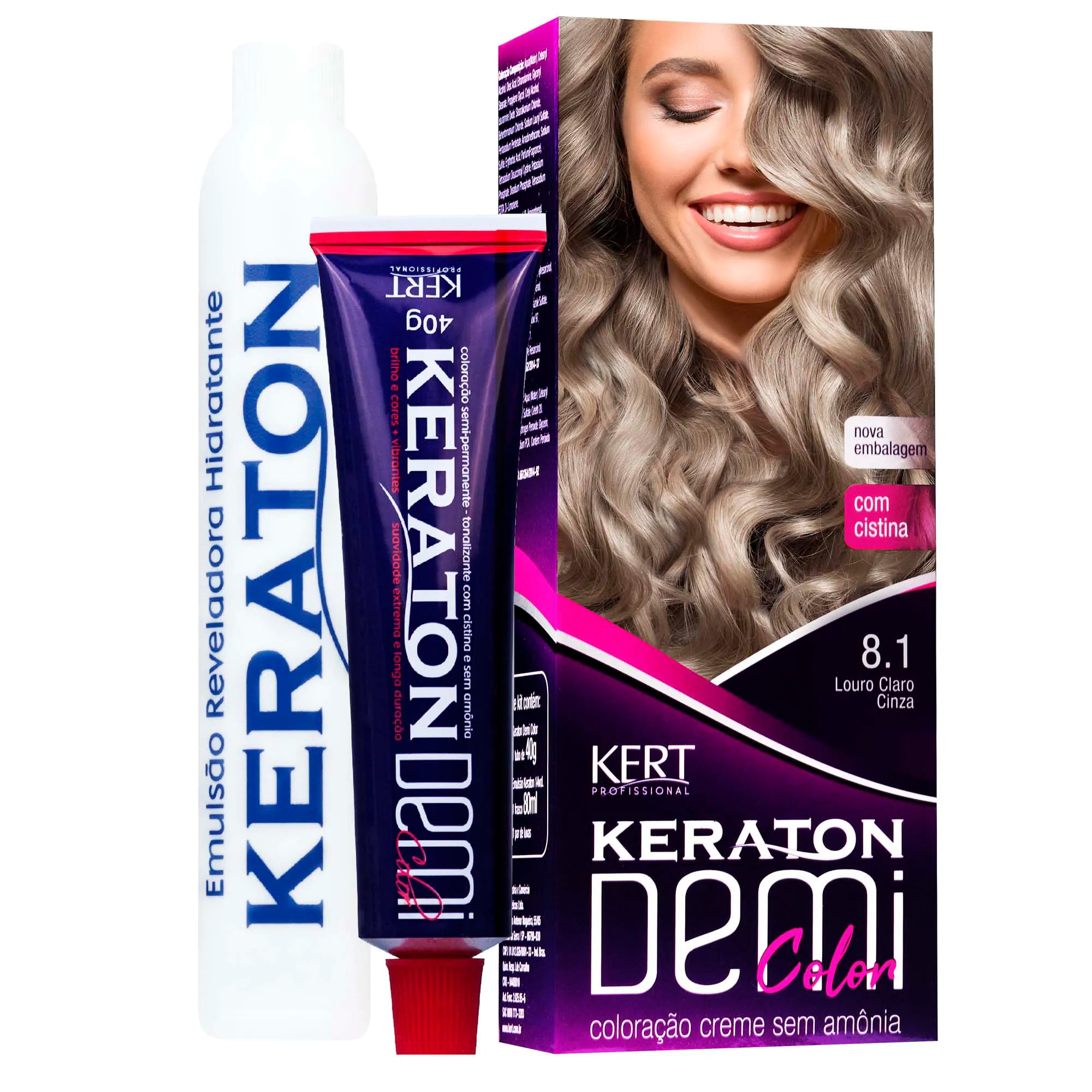 Tonalizante Keraton Demi Color 8.1 Louro Claro Cinza