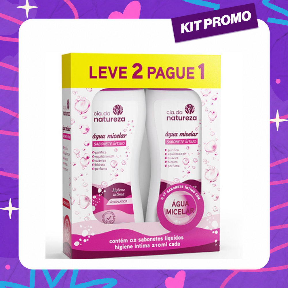 Kit Cia da Natureza Sabonete Íntimo Água Micelar Leve 2 Pague 1 2x210ml